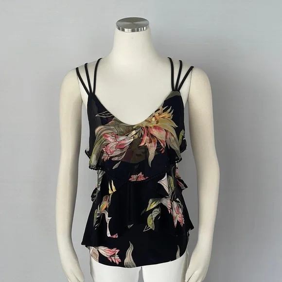 WHBM Tiered Floral Print tank top X Small - Picture 4 of 11